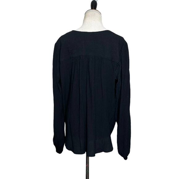 Free People black faux wrap long sleeves blouse size small - Picture 2 of 15